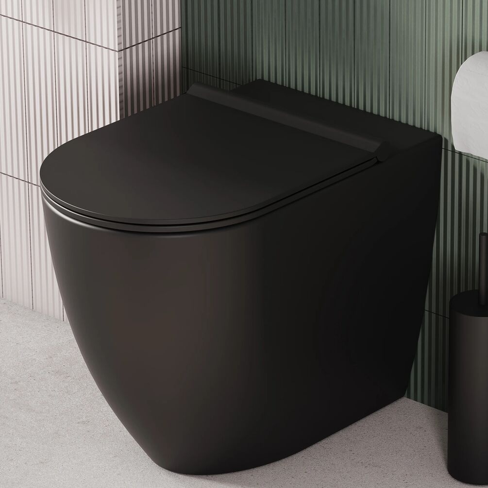 Zero 3 Matt Black Rimless Back To Wall Toilet & Soft Close Seat
